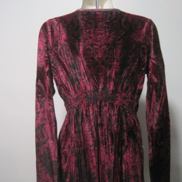 Apt. 9 Red & Black Velvet V-Neck Long Sleeve Mini Dress Women's Size Medium - Picture 4 of 8